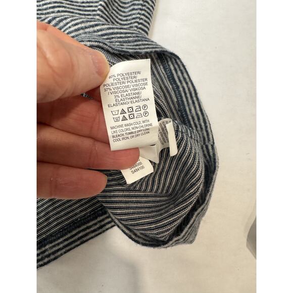 Lucky Brand Stripe Hacci Cloud Top Womens Medium Blue Long Bell Sleeves Boho - Picture 7 of 8